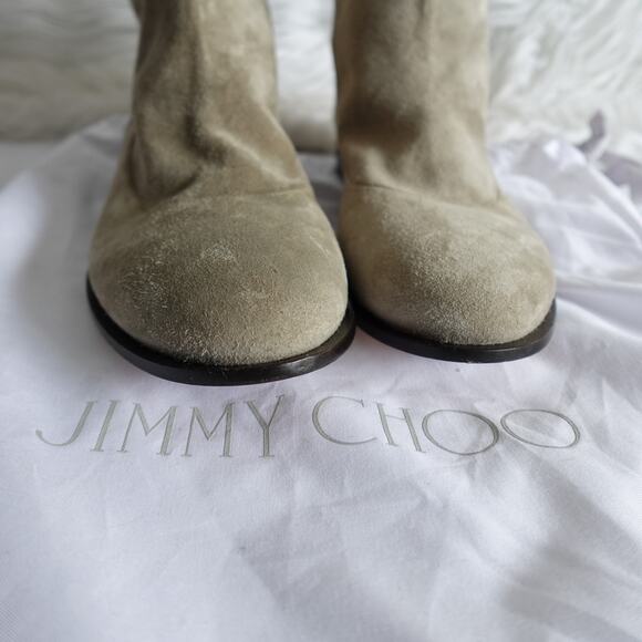 Jimmy Choo Suede Mid Calf Cowboy Boots - Picture 6 of 16